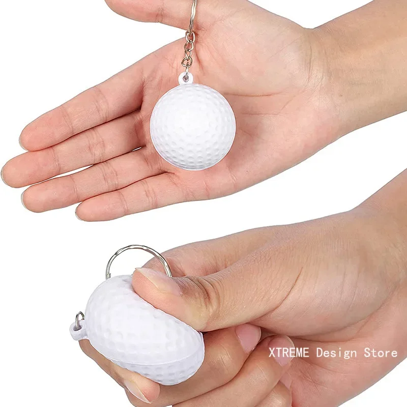 LLavero de bola de esponja de espuma suave de cuero PU, fútbol, baloncesto, pelota para apretar, juguetes para aliviar el estrés, piezas de bolsa de pelota antiestrés