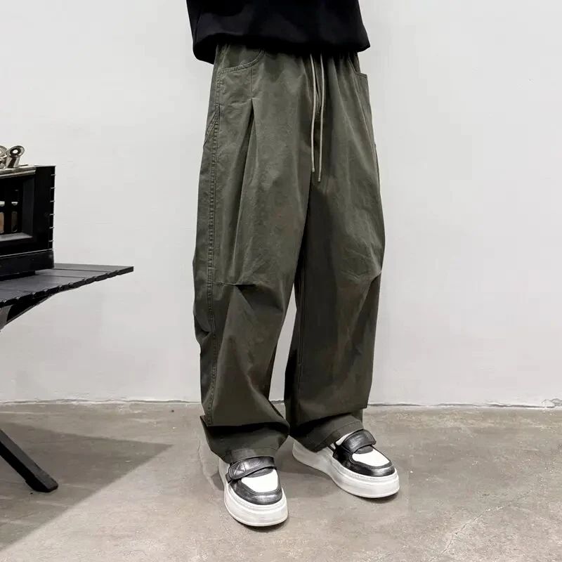 American Streetwear Patchwork Work Pants Men's Autumn 3D Tailoring Design Straight Leg Casual Pants Trendy Versatile Loose Fit