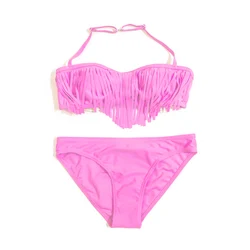 Ruffle Leopard Girls Kids Bikini Set Summer Beach Cute One Shoulder Baby Kids Swimwear costume da bagno 2-10 anni costume da bagno per bambini