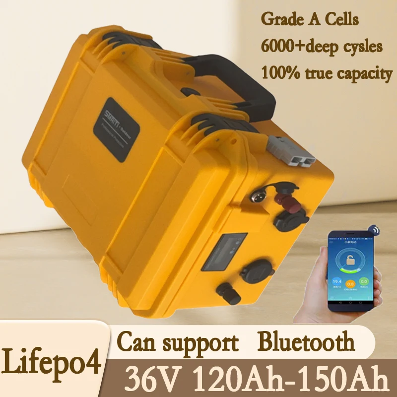 

lifepo4 lithium chargeable battery whatproof 36V 150AH lifepo4 36v 120Ah for 3000w 5kw go cart bike scooter boat +10A Charger