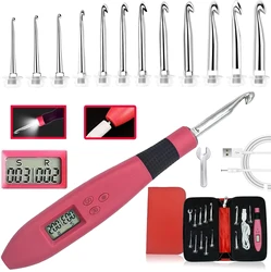 12 piece crochet set with counter, ergonomic knitting needle set, with LED light and row number counter knitting hook DIY new