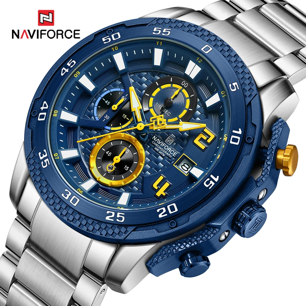 

NAVIFORCE Luxury Brand Watches for Men Quartz Sport Watch Big Dial Man Chronograph Waterproof Multifunction Male Wristwatch