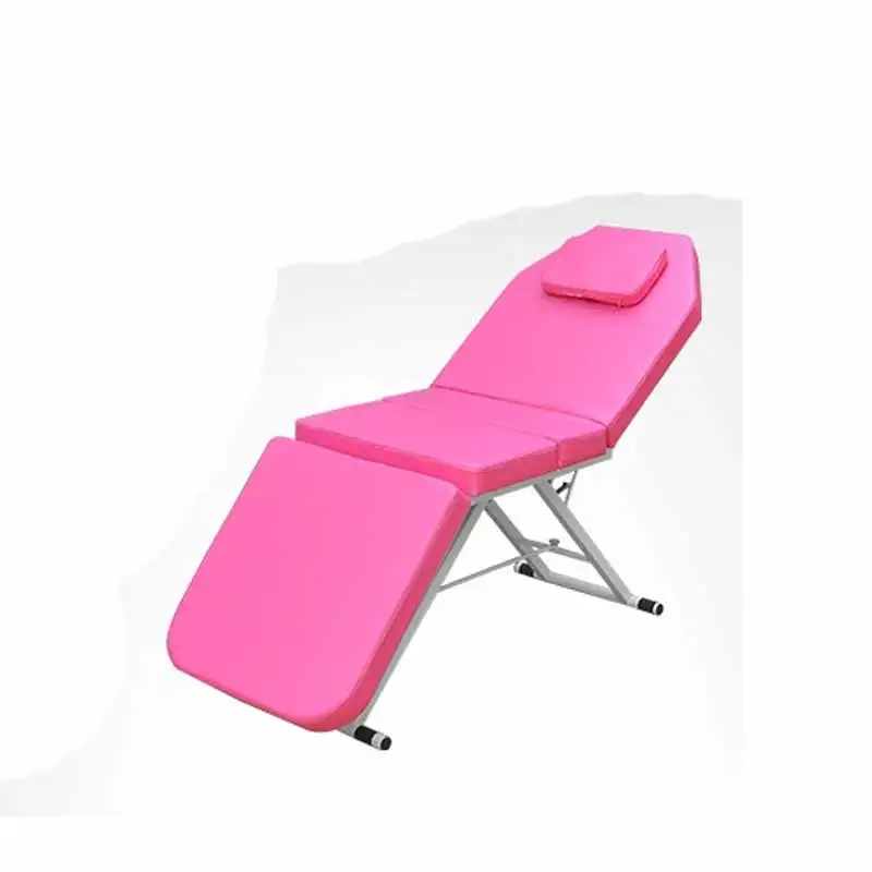 Luxury Modern 3-Folding Pink Black Eyelash Extension Leather Massage Table Bed Comfortable Facial Bed for Beauty Spa Salon