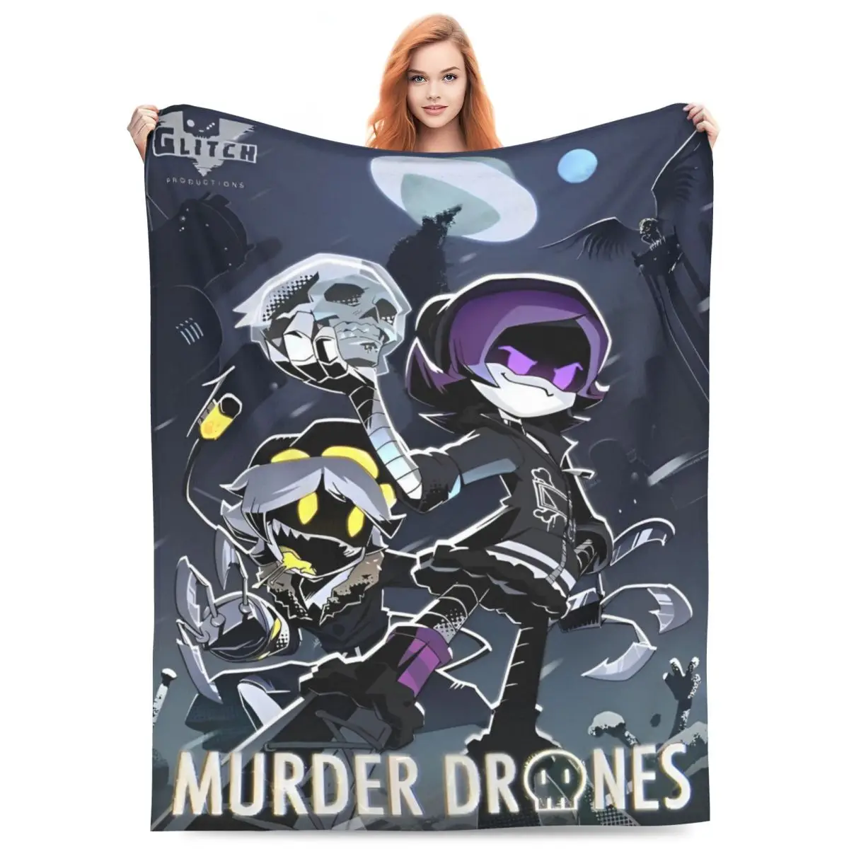 Murder Drones Uzi Doorman Velvet Throw Blanket Tv Series Blankets for Sofa Car Soft Bedspread