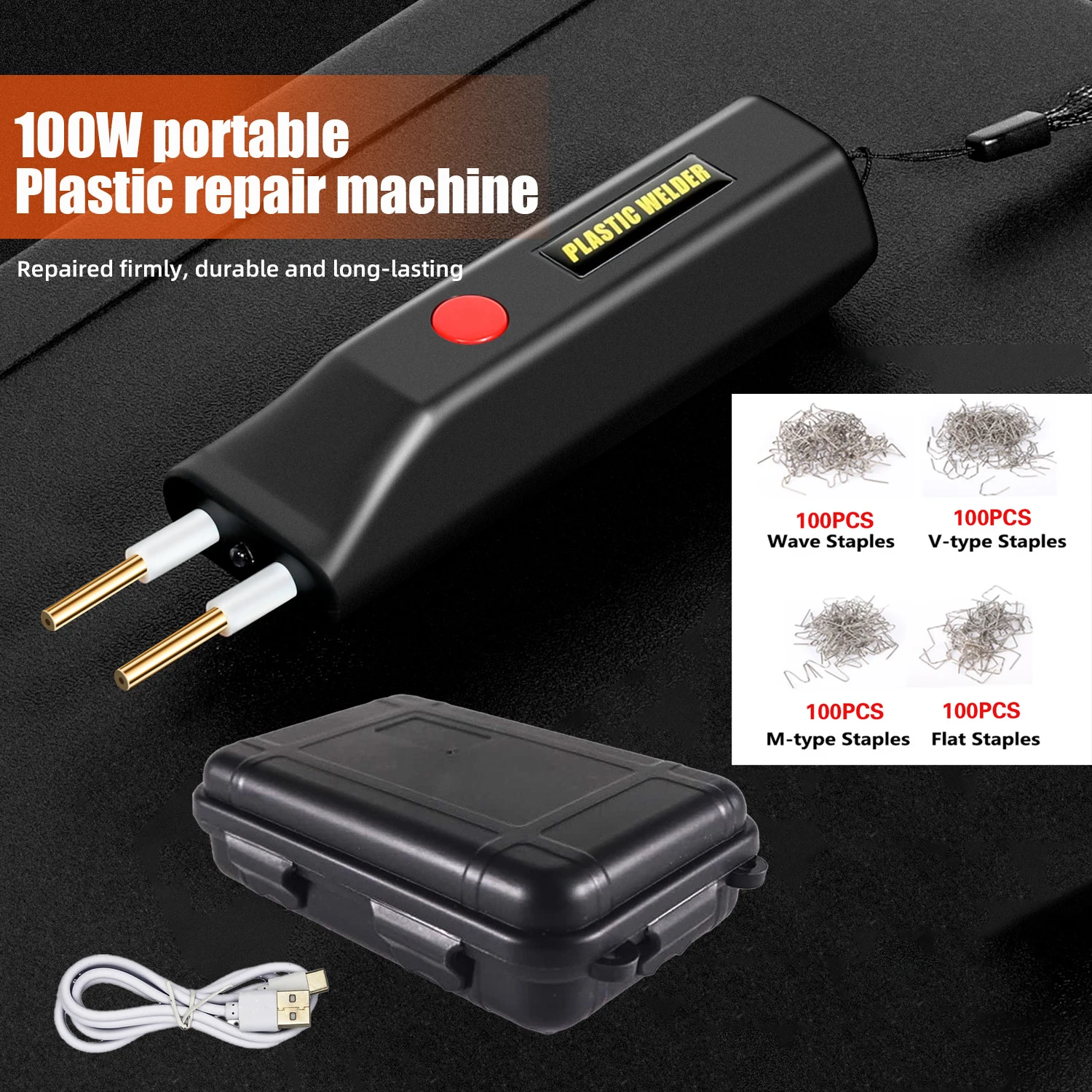 

Wireless USB Mini Portable Plastic Welder with Protective Box, 400pcs Hot Stapler Plastic Welder Machine