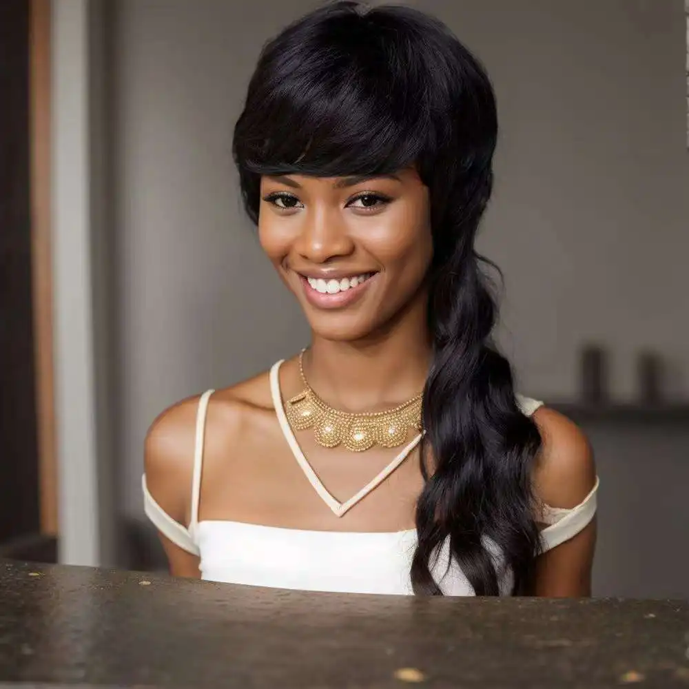 Рисунок 3 - Черный длинный парик с объемной волной и челкой