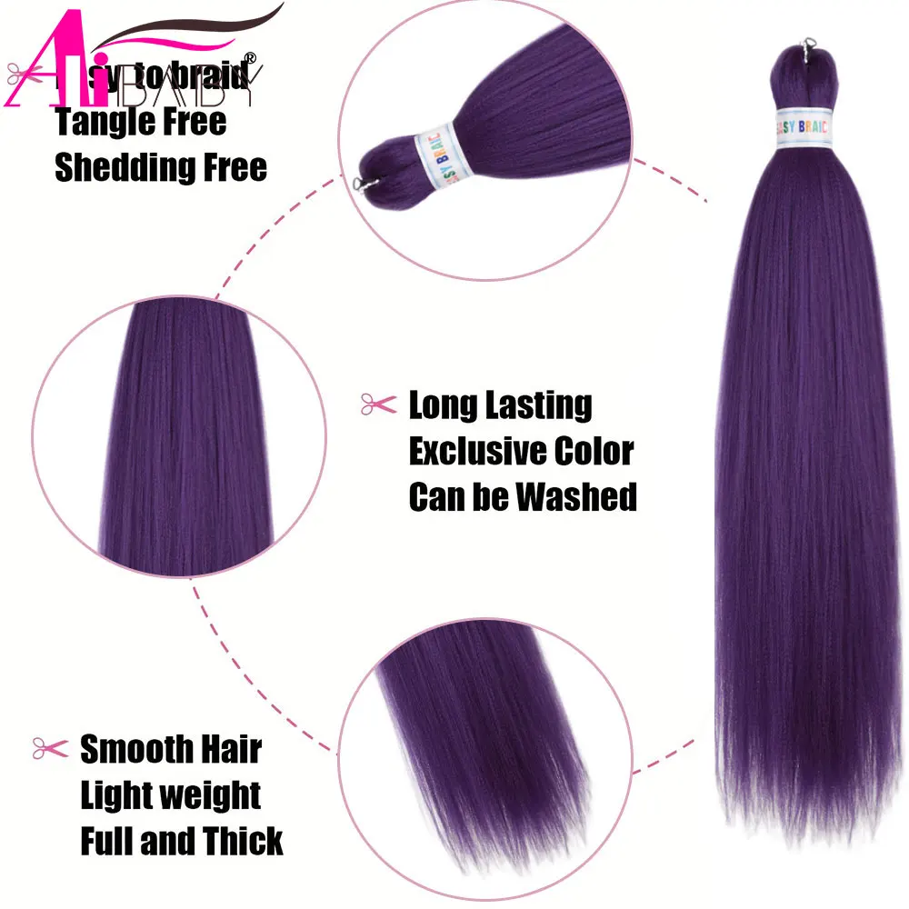 Braiding Hair Pre-stretched 26 Inch Green Hair Extensions for Braids Synthetic Hair DIY Pink Red Jumbo Ponytail Braid