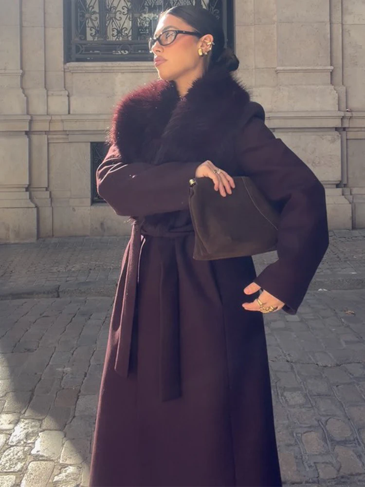 Trendix Eleganter langer Kunstpelzmantel für Damen 2026 Winter schlanke warme lange Pelzjacke High Street Fashion Vintage Wollmäntel Jacke