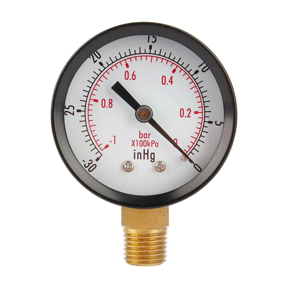 Professional Pressure Gauge 2-inch Vacuum Pressure Gauge 0-30 in. Hg Pressure Gauge 1/4-inch NPT Thread Bottom Mount