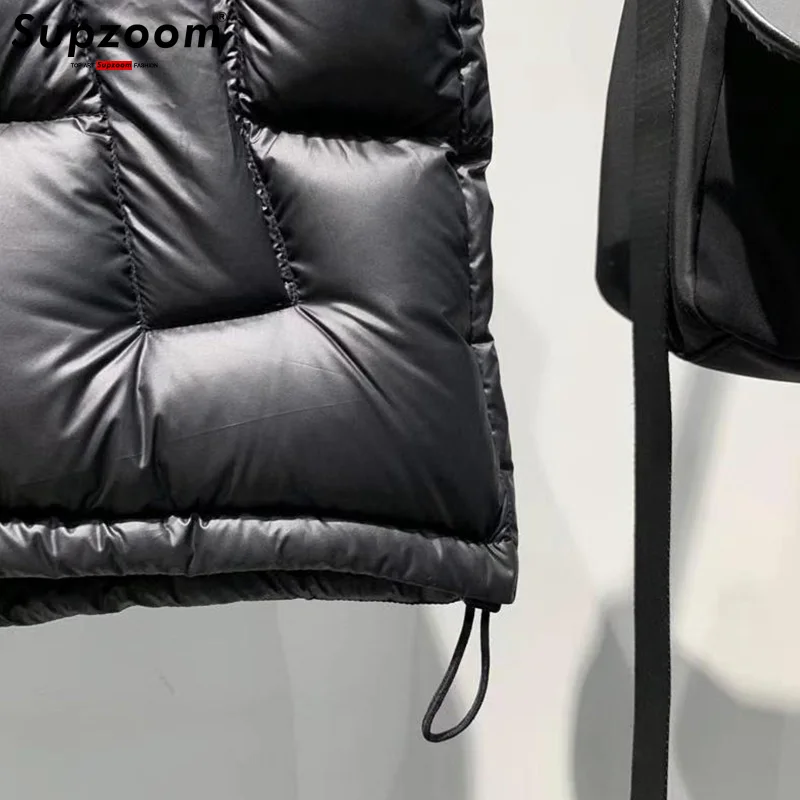 Supzoom 2024 Top Fashion New Arrival Letters Leather Stand Collar Autumn And Winter For Men And Women Warm Thickened Down Vest