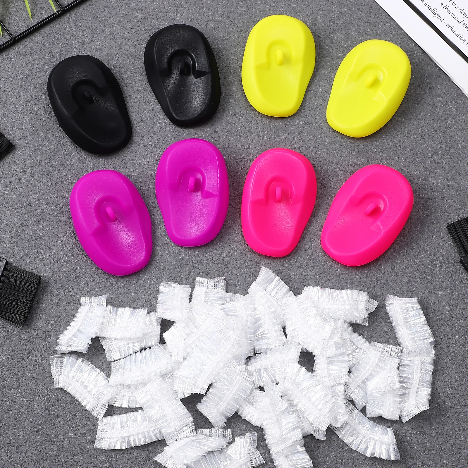 

4 Pairs Ear Covers Silicone Shower Protectors Transparent Earmuffs Hair Dye Caps Reusable Soft Travel Bath Swim Water Shampoo