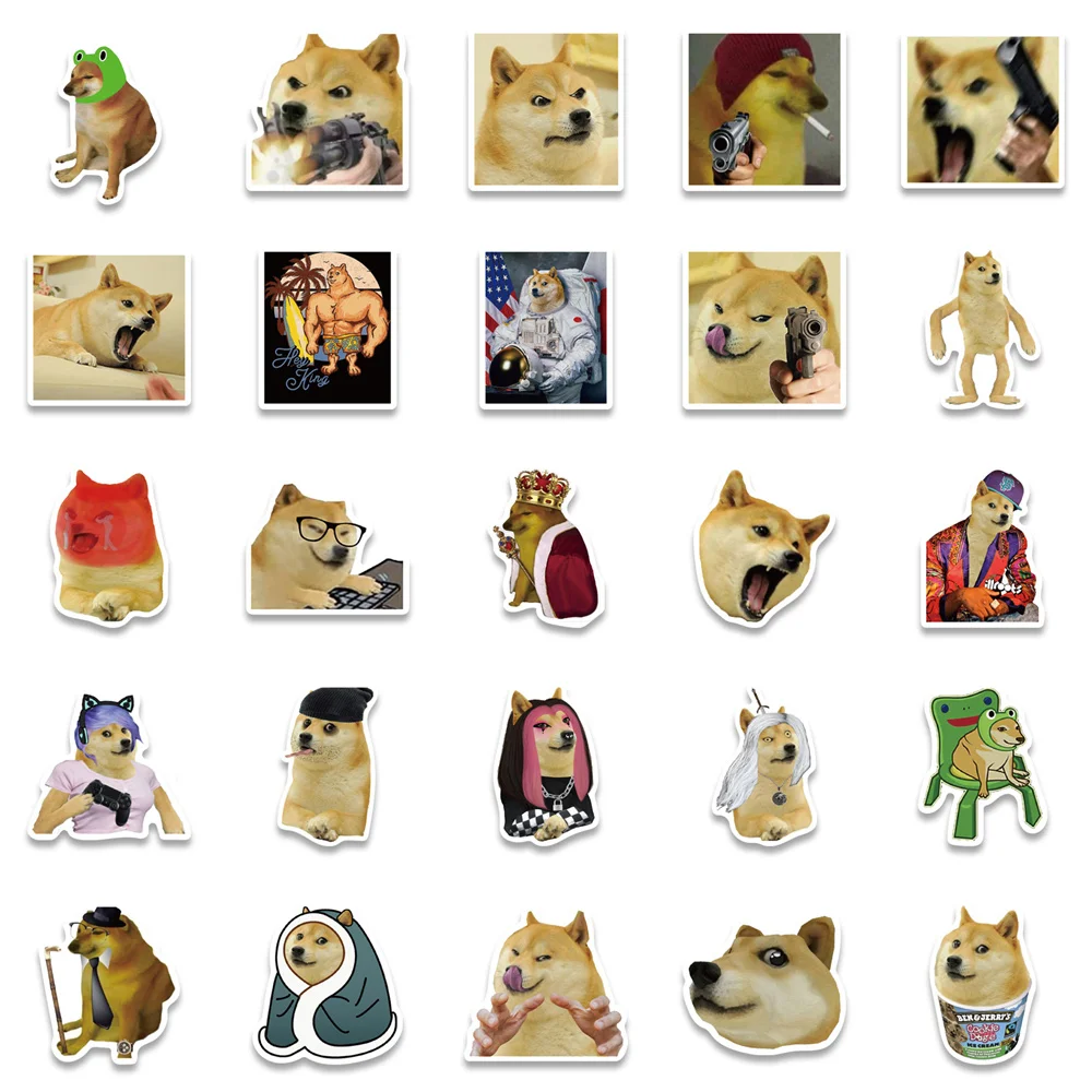 10/30/50PCS Web Doge Meme Funny Stickers for Car Toys Luggage Laptops IPad Skateboard Gifts Guitar Waterproof Sticker Wholesale