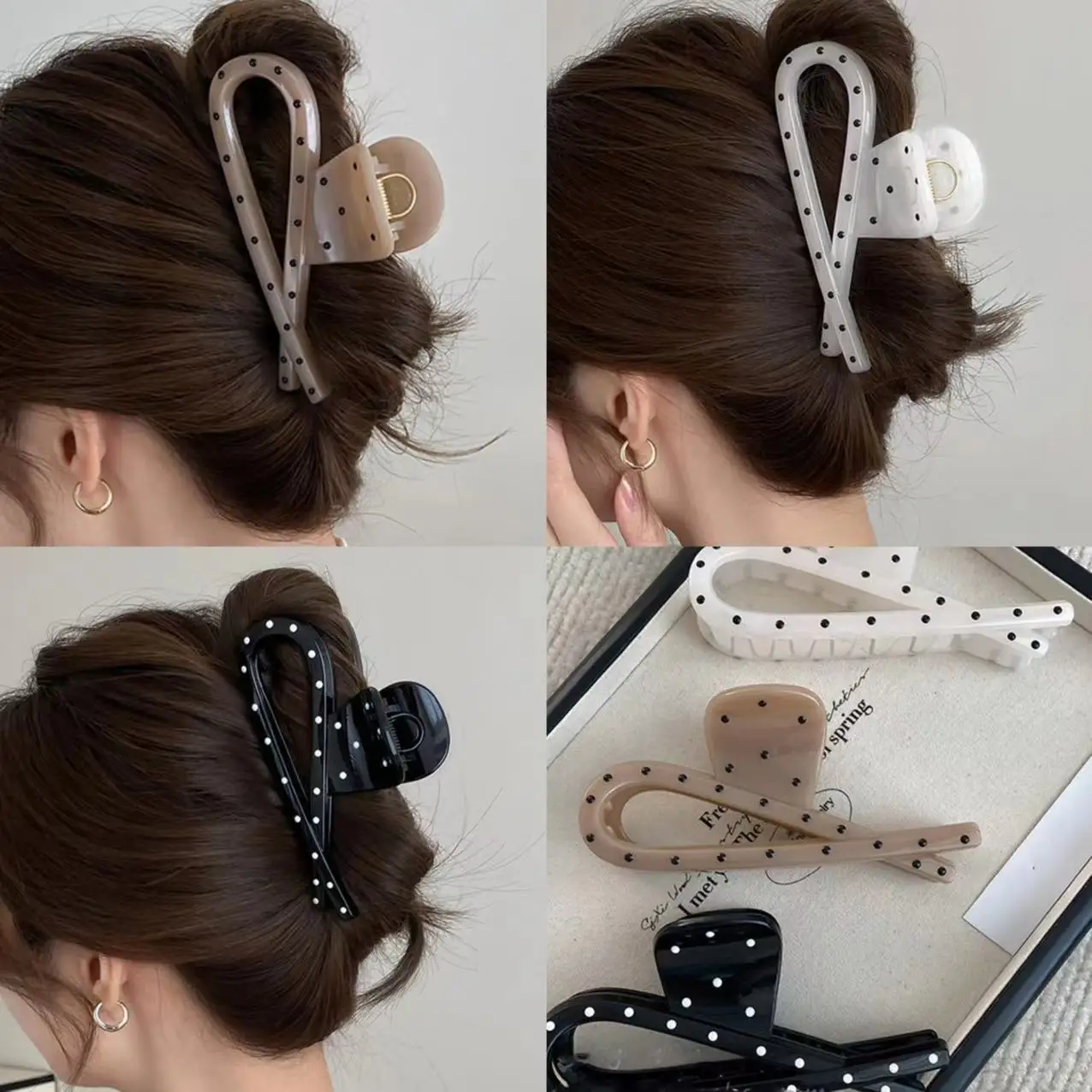 INS Style Simple Cross Polka Dot Hairpin Girls Heart Board Hair Shark Clip Fresh Fashion Hair Accessories Ladies