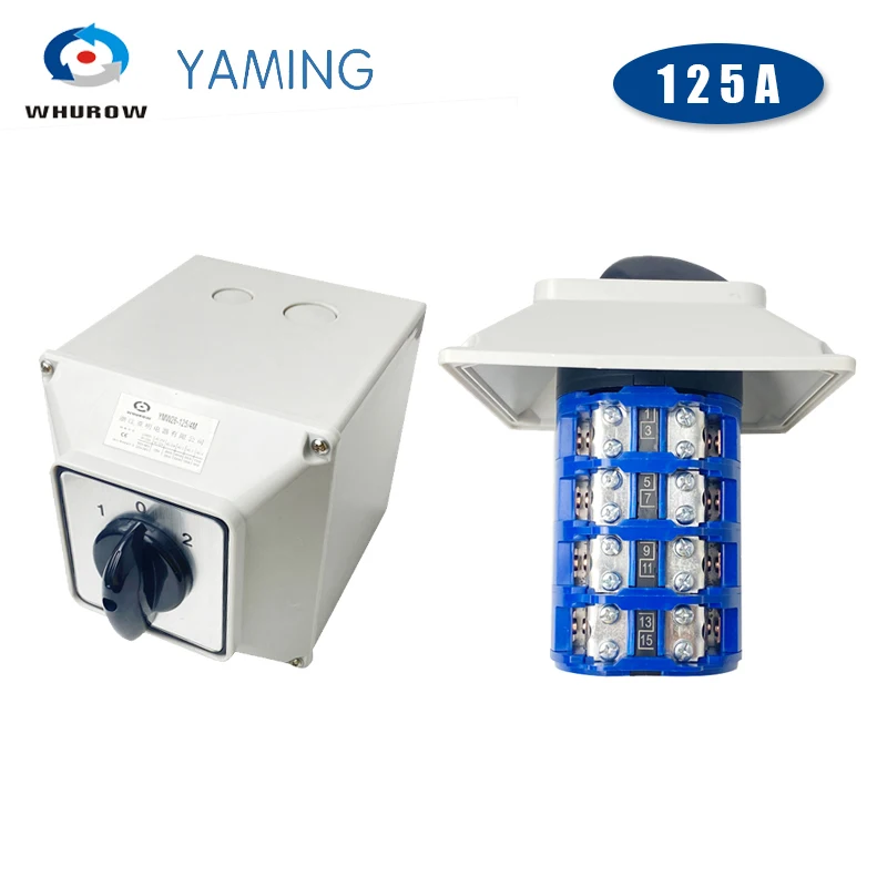 125A LW26-125/4M With Waterproof Box IP65 Three-phase Four Wire Two-way Dual Power Supply Motor Rotary Cam Switch