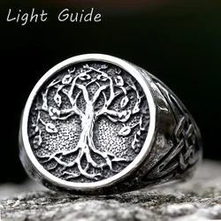 new New Nordic Vikings Runes Amulet Life Tree Ring Men Stainless Steel Odin fashion Rings For Women Mens Jewelry