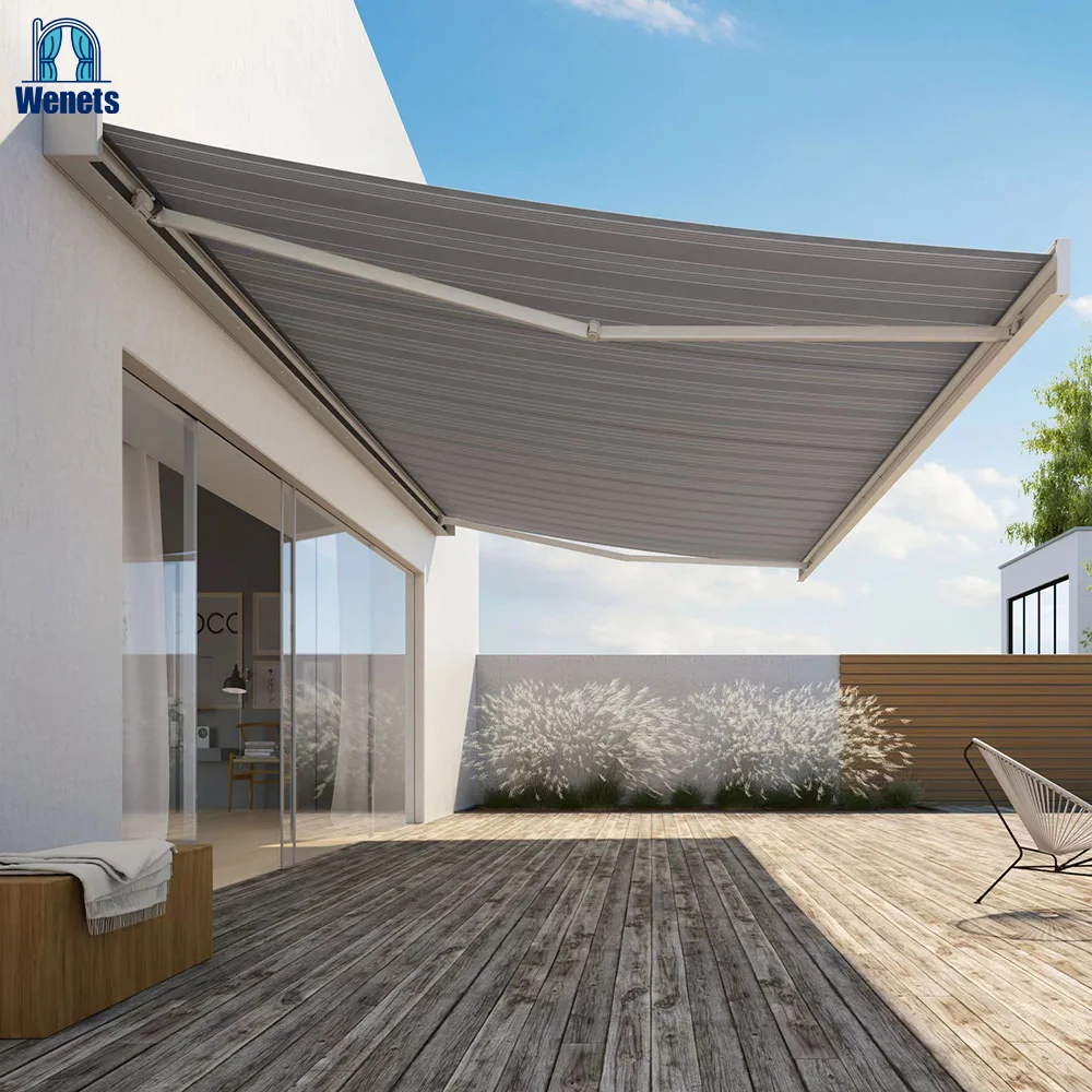 To Kazakhstan Electric Retractable Cassette Awning Motorized Awning Outdoor with Led Light