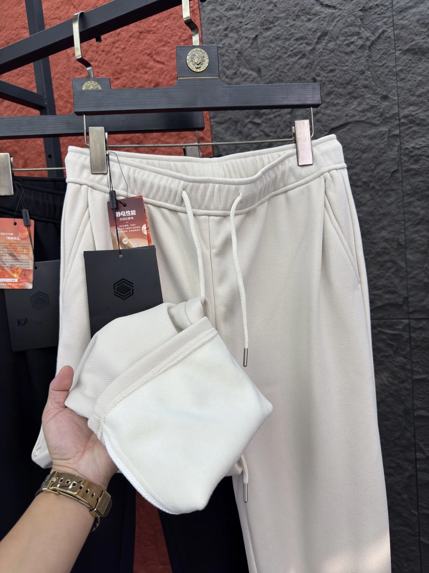 

Men's Casual Straight Leg Pants Thiened Fce Warm Loose Fit Comfortable Autumn Winter Pure Color Pampa& Brand