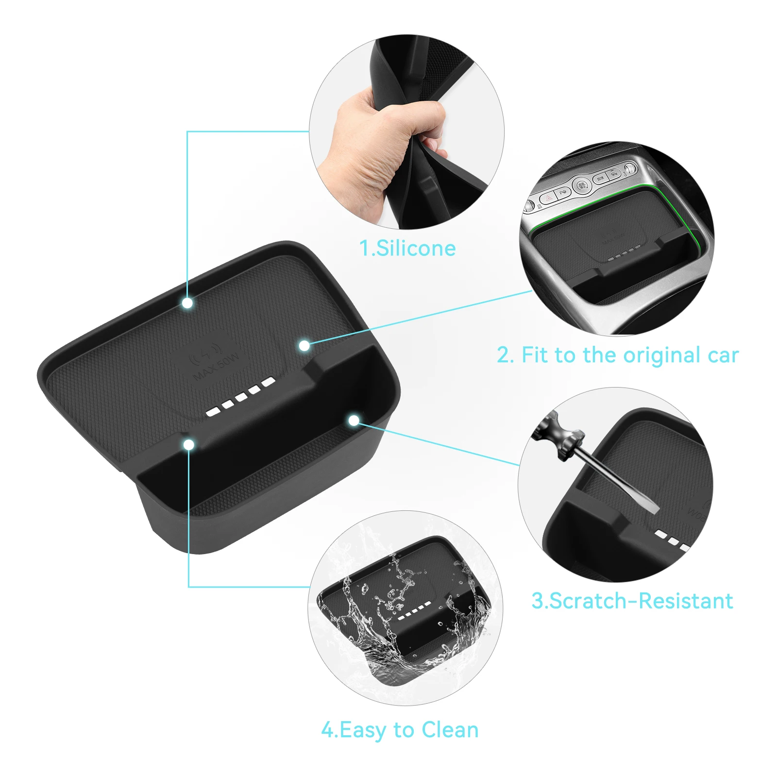 

ZUNDUO for BYD Dolphin 2025 Smart Driving Edition Car Anti Dirt Pad Mobile Wireless Charging Anti-Slip Mats Accessiories