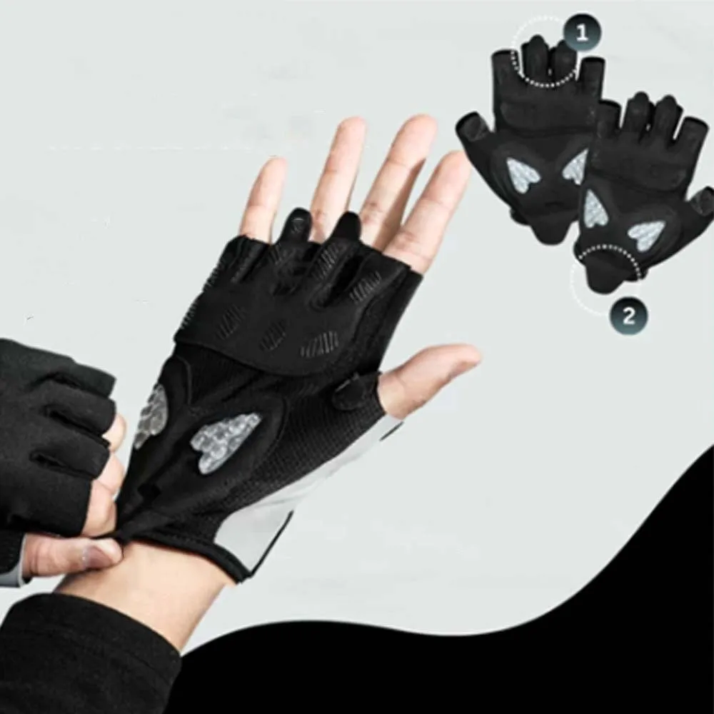 

1 пара дышащих велосипедных перчаток, силиконовые противоскользящие перчатки для фитнеса, впитывающие пот, защита для рук, варежки с половиной пальца, тренажерный зал