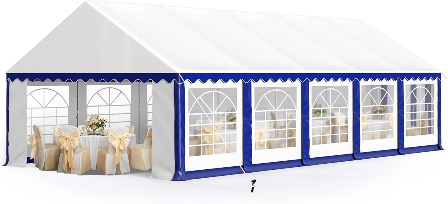 

16'x32' Party Tent, Outdoor Heavy Duty Party Tents , Large Canopy Tent Shelter for Outdoor Events Wedding Birthday, Blue