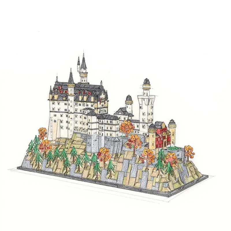 

2025 New Swan Castle building blocks DLY assembly Technology Building Blocks series toys Children Adult Christmas Gifts