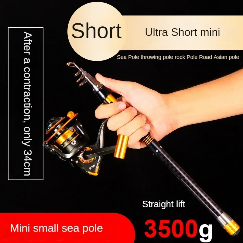 Short Section Mini Rock Rod Sea Fishing Rod Carbon Superhard Telescopic Positioning Distance Throwing Rod Metal Reel Seat