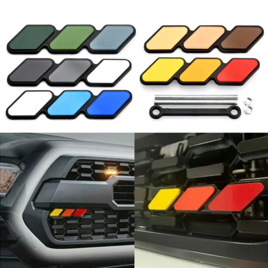 3 Colors Grille Badge fit For Toyota Tacoma Tundra 4Runner TRD Highlande Rav4 CHR Strip Air Inlet Auto Car Accessories 1set