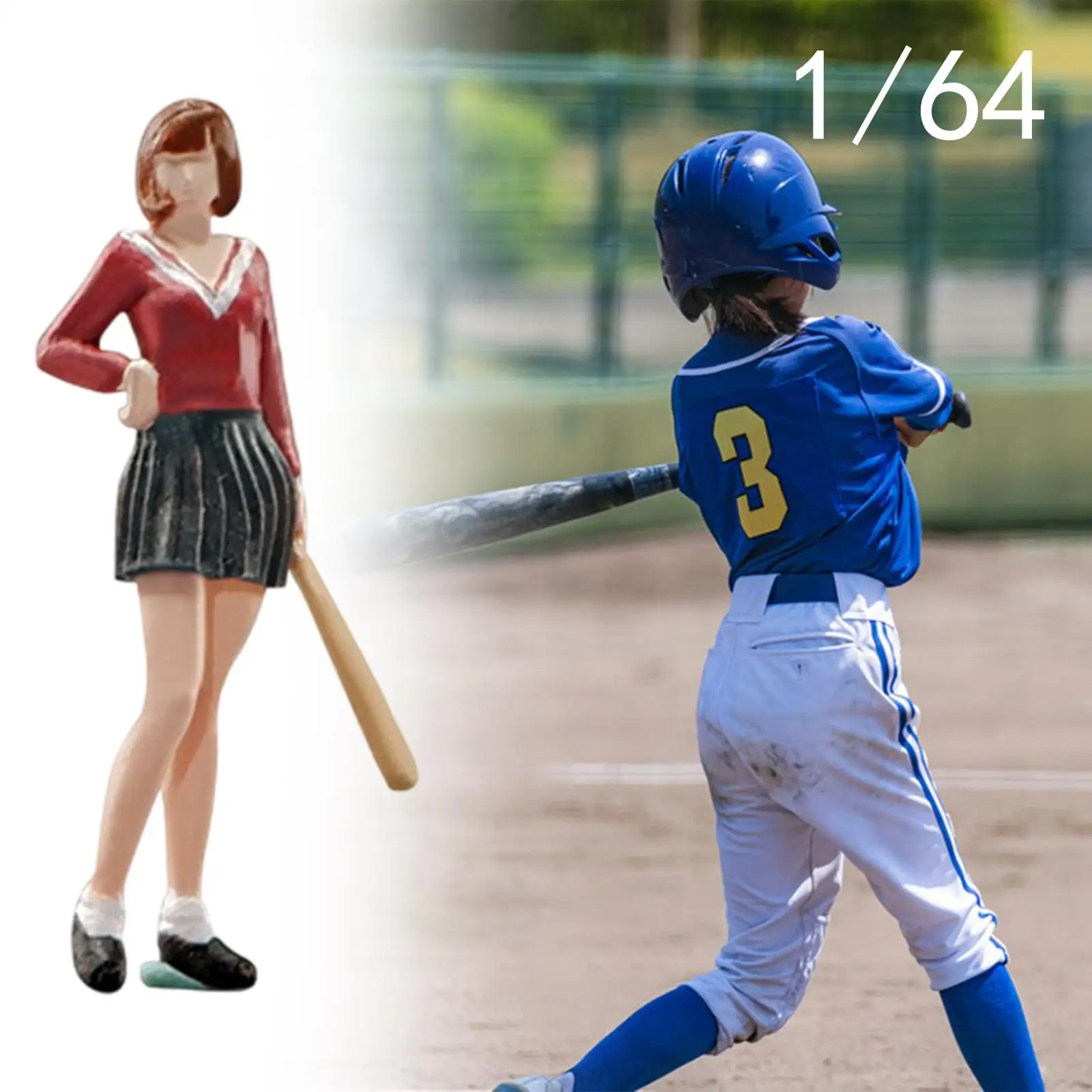 

1:64 Baseball Woman Model Character Model Dioramas Stimulated Role Play Figure