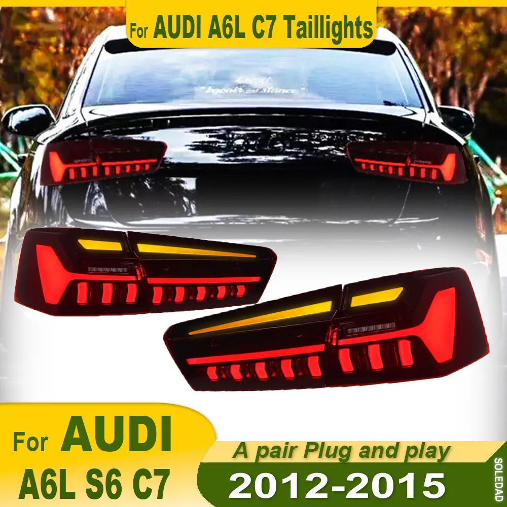 Car Accessories Tail Lights For Audi A6L C7 2012 2013 2014 2015 Rear Brake Reverse Lamp Upgrade  New LED Taillights Assembly