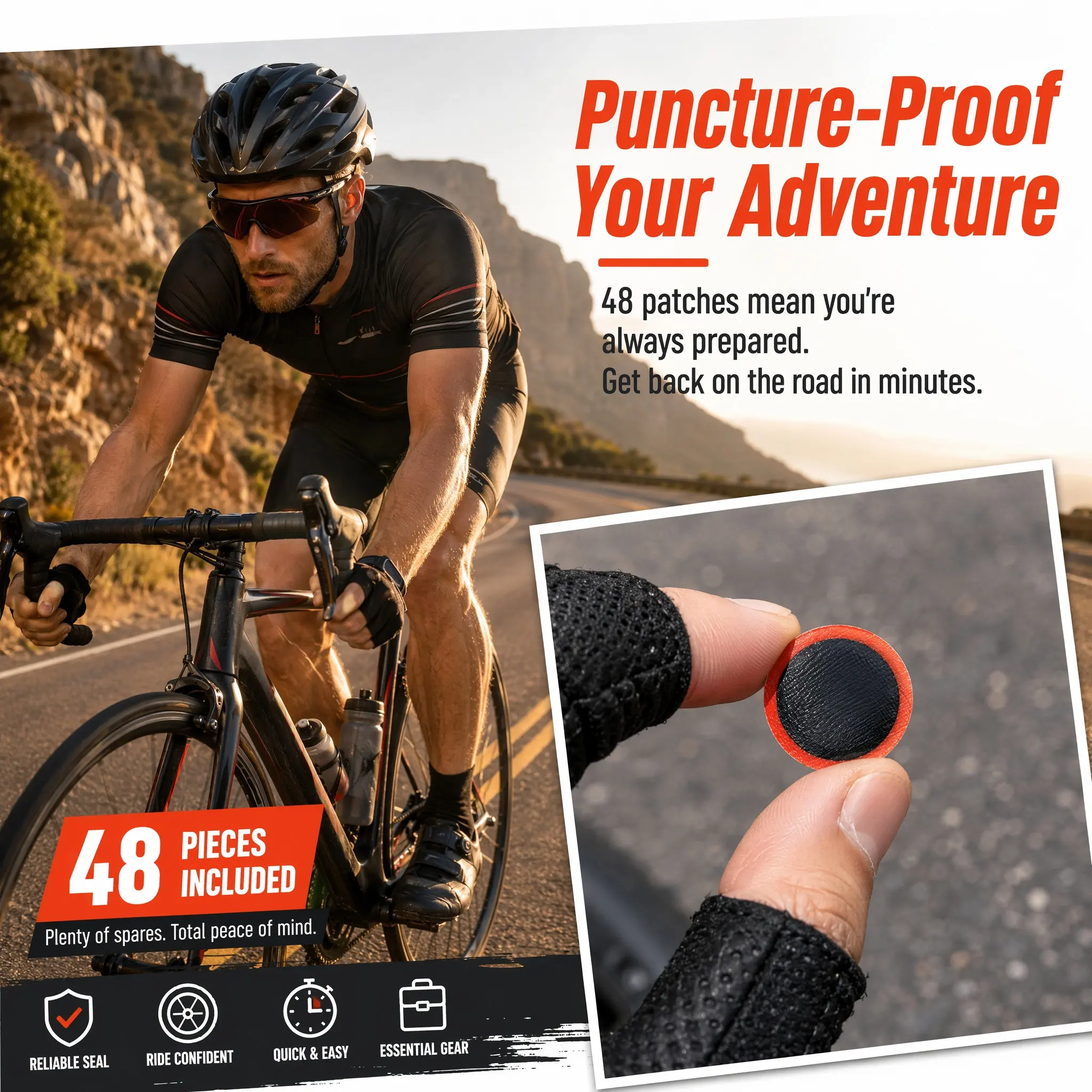 48Pcs Tire Patch Round Rubber Patches 25Mm for Motorbike Tyre Repair Tool Emergency Road Repair Kit Tire Patch