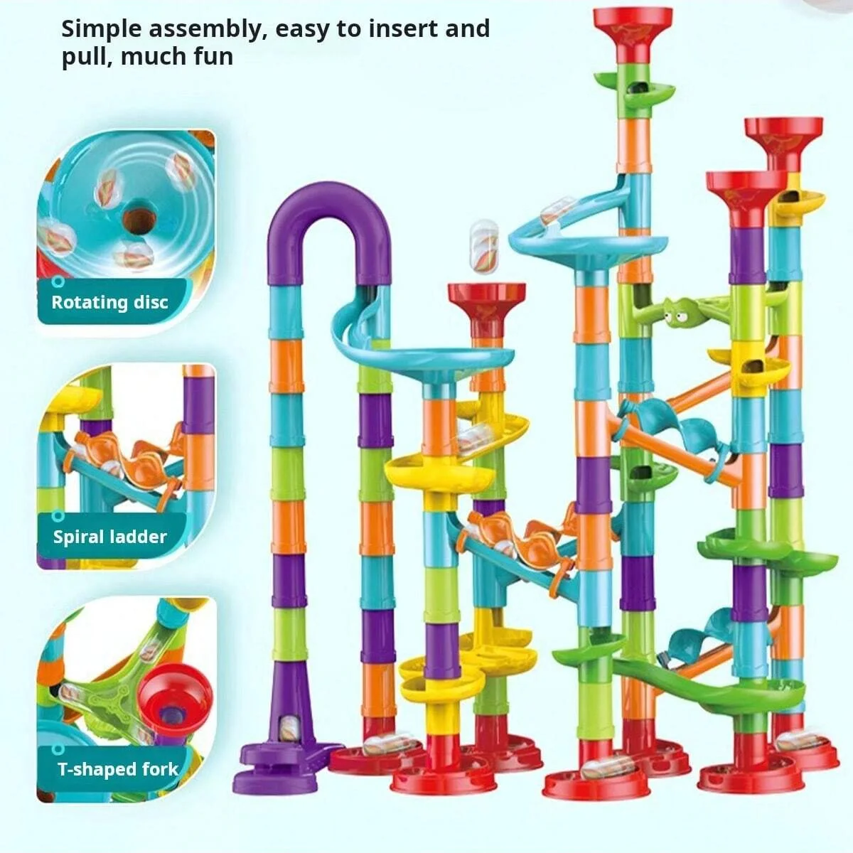 

45/76/93/113 шт. набор строительных блоков, обучающая строительная игрушка со спиральной горкой и направляющими, креативные обучающие игры для детей