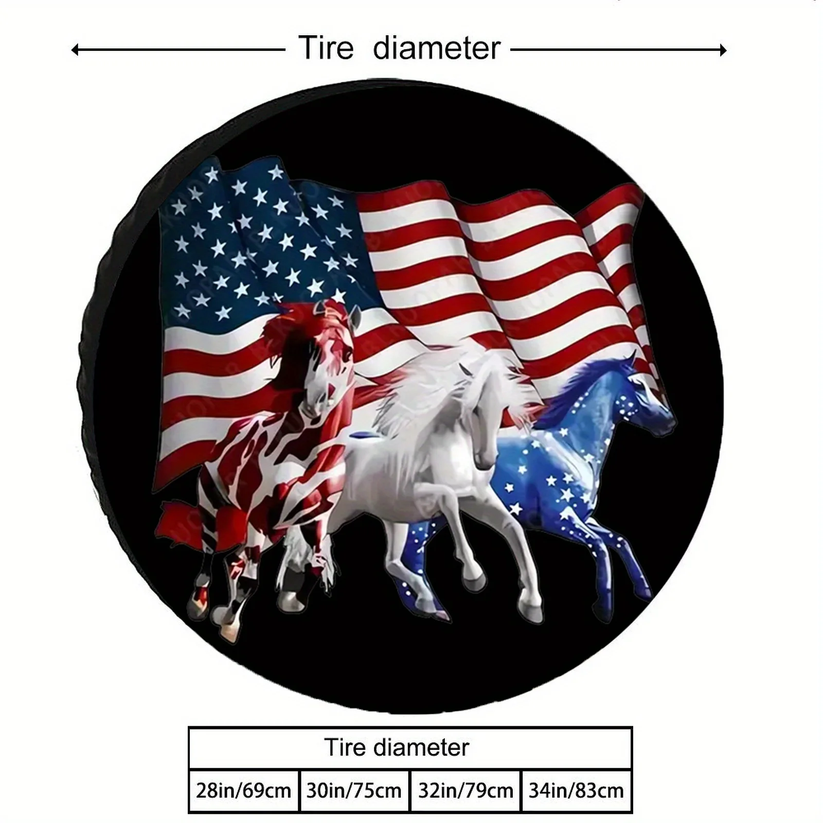 1pc  Durable Polyester National Flag And Horse Windproof And Dustproof Spare Tire Cover  Suitable For Rvs, Campers, Suvs, Truc