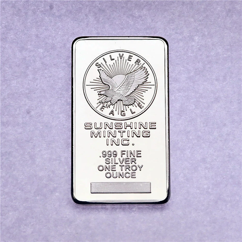 1 Ounce Sunshine Minting Silver Eagle Bar Brass Core No Magnetic