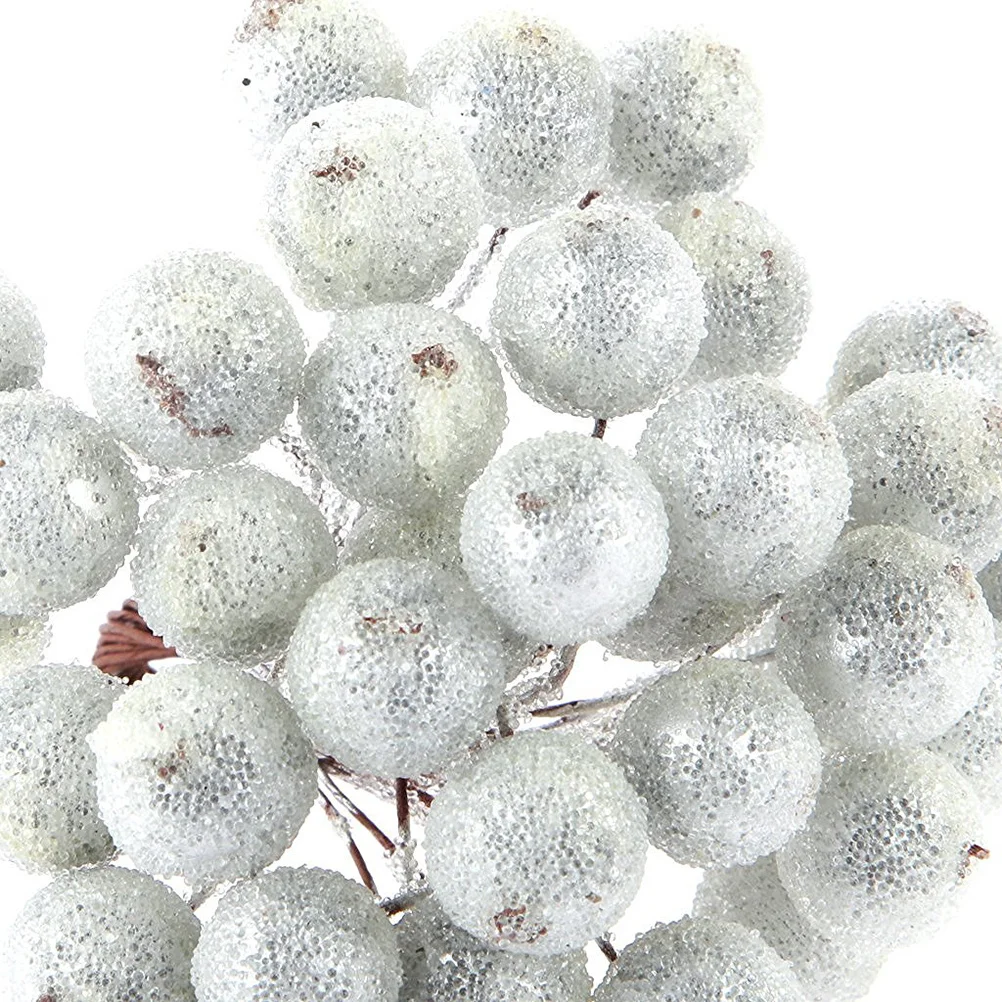 

200Pcs Frosted Berry Mini Christmas Flower Artificial Decor Silver for Wedding Car Garland Bouquet Hair Accessories