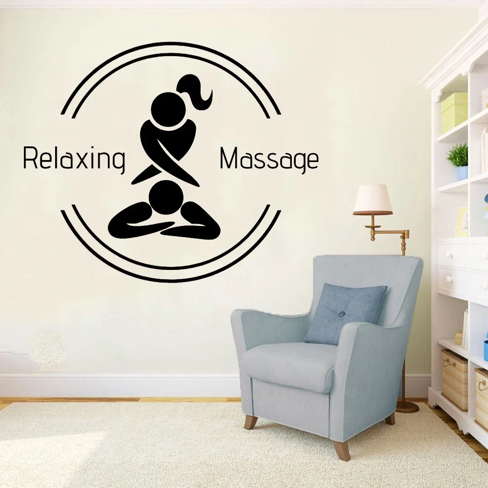 Girl Massaging Silhouette Wall Sticker Decal Spa Sticker Spa Relax Massage Room Wall Decoration