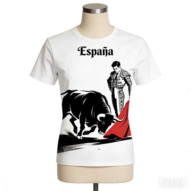 

Модные повседневные футболки с короткими рукавами, испанские национальные спортивные футболки, испанские футболки для борьбы с быками, спортивные футболки с короткими рукавами
