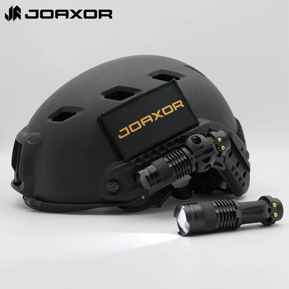 JOAXOR Tactical Helmet ARC Rail Light LED Mini Pocket Pen Flashlight Zoomable With Strobe/Strong/Low Include Rail Mount