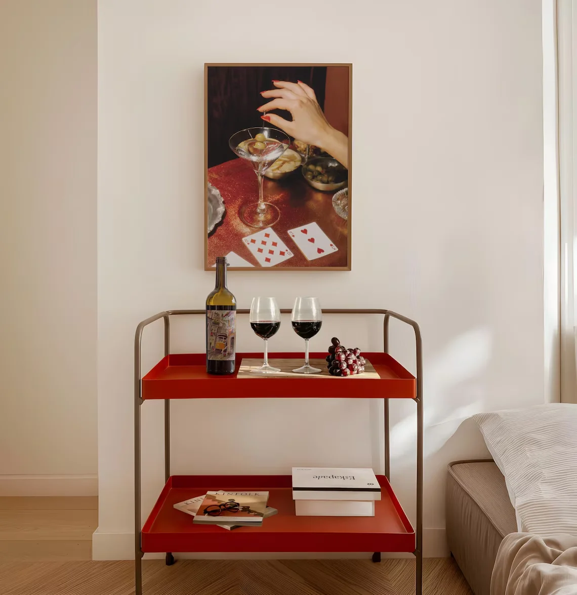 Retro Martini Cocktail Print: Vintage Poker Night Bar Cart Art