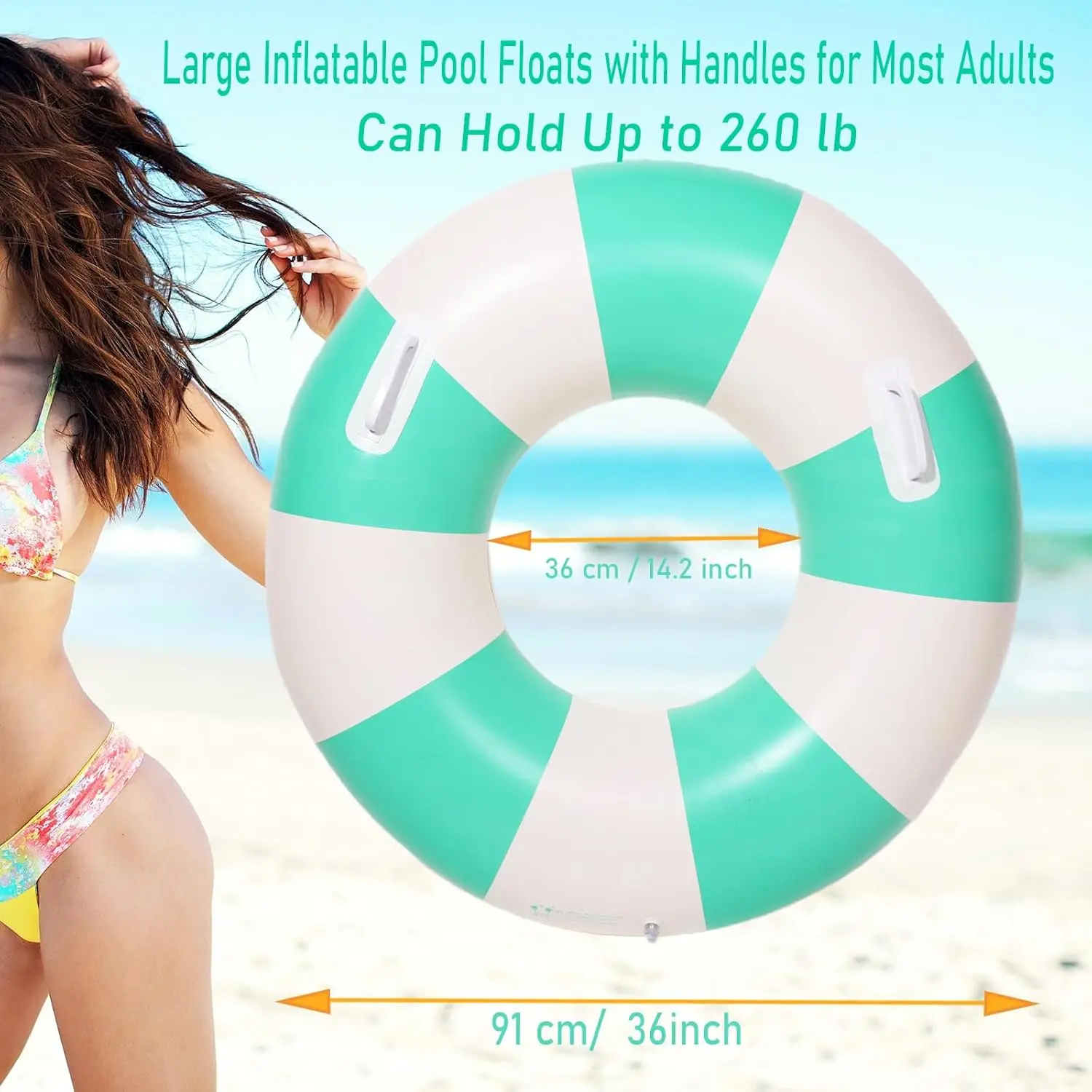 2PCS Large Swimming Pool Tubes Inflatable Pool Floats for Adult Swim Ring Floaties Inflatable Swimming Pool Raft Summer Beach Lo