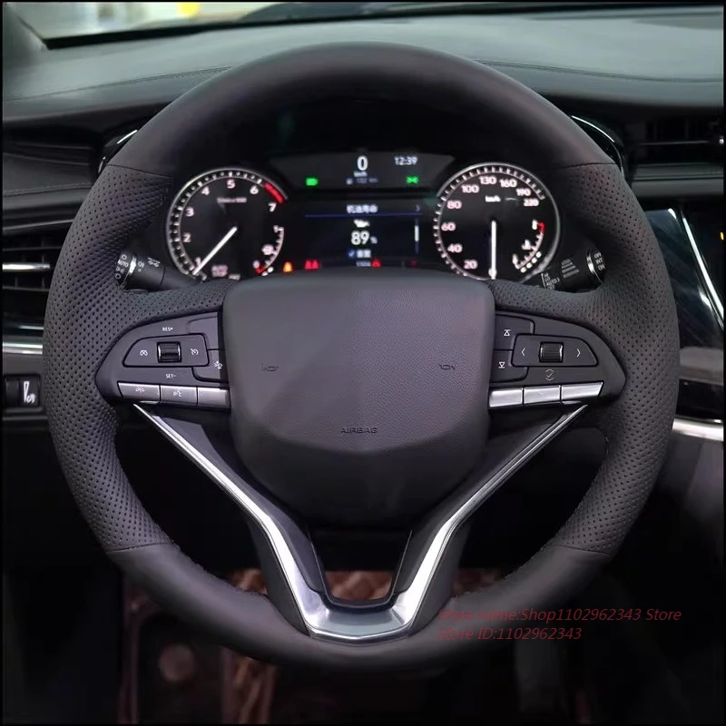 

Hand-Stitched Non-slip Breathable Durable Nappa Leather Steering Wheel Cover For Cadillac XT6 Car Interior Accessories