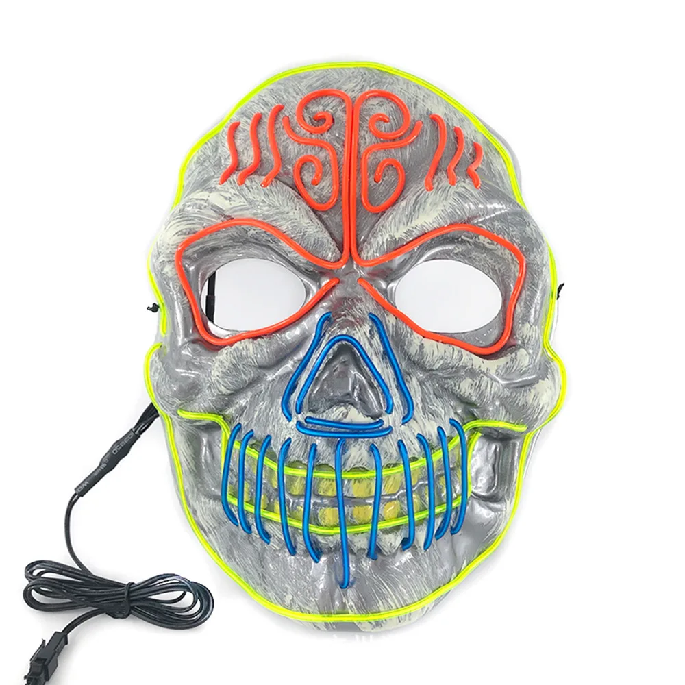 

Glowing Cosplay EL Wire neon Mask scary skull masquerade Luminous Festive Party Supplies LED purge Mask For Halloween Christmas