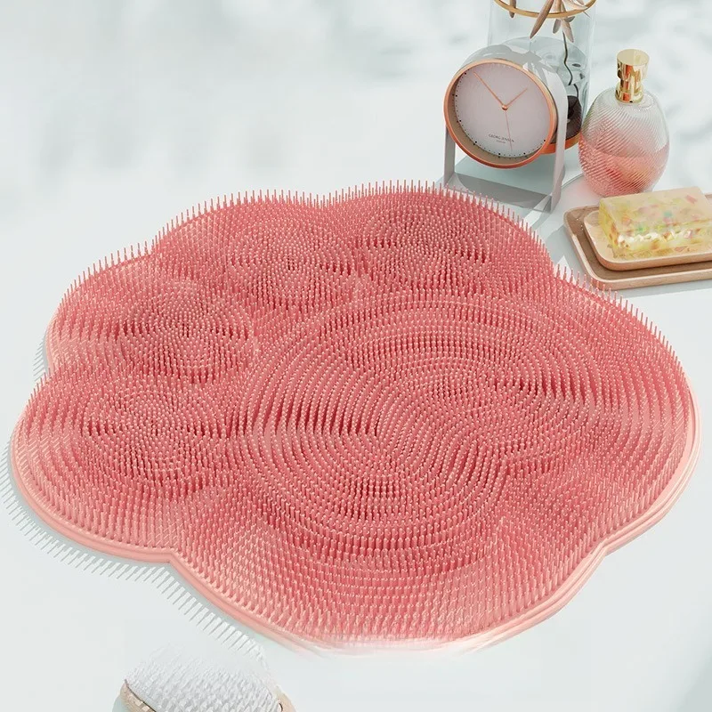 Bath Foot Scrub Mat Bathroom Foot Cleaner Exfoliating Foot File Large Size Lazy Back Scrub Massager with Suction Cup Loofah