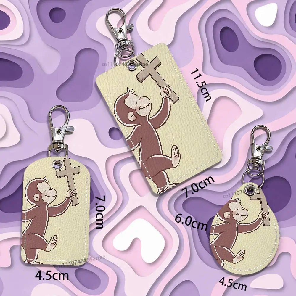 Monkey Curious cute George Holder Card Keychain Fashion Pendant Bag ID Door Card Case Bus Card Cute Adult view 6