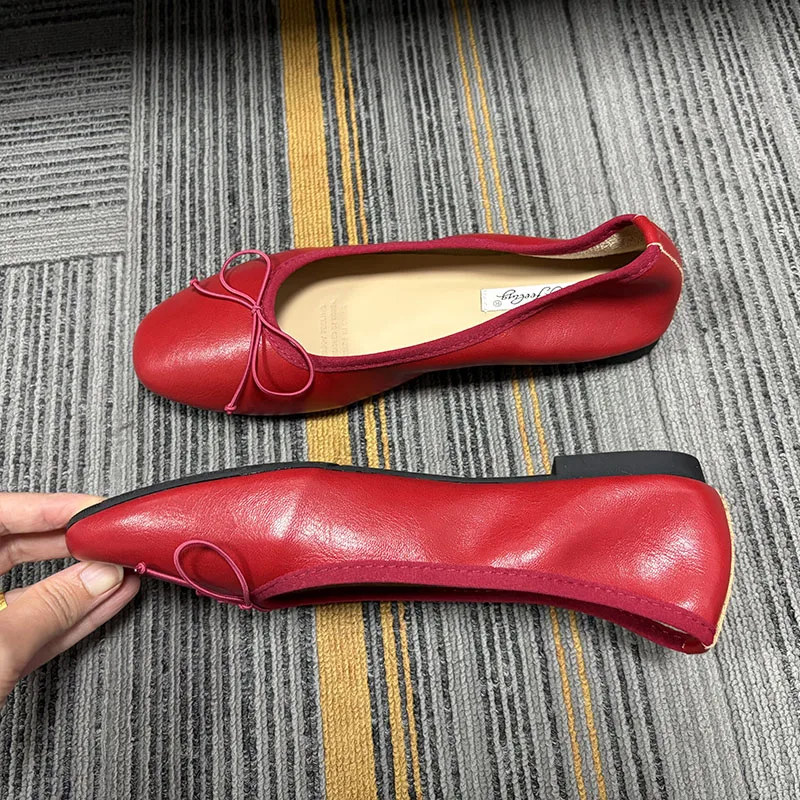 Neue modische Damen-Ballerinas mit runder Spitze, flache Slip-On-Schuhe, weiche, bequeme, elegante Damenschuhe mit flachem Absatz – Detail 8