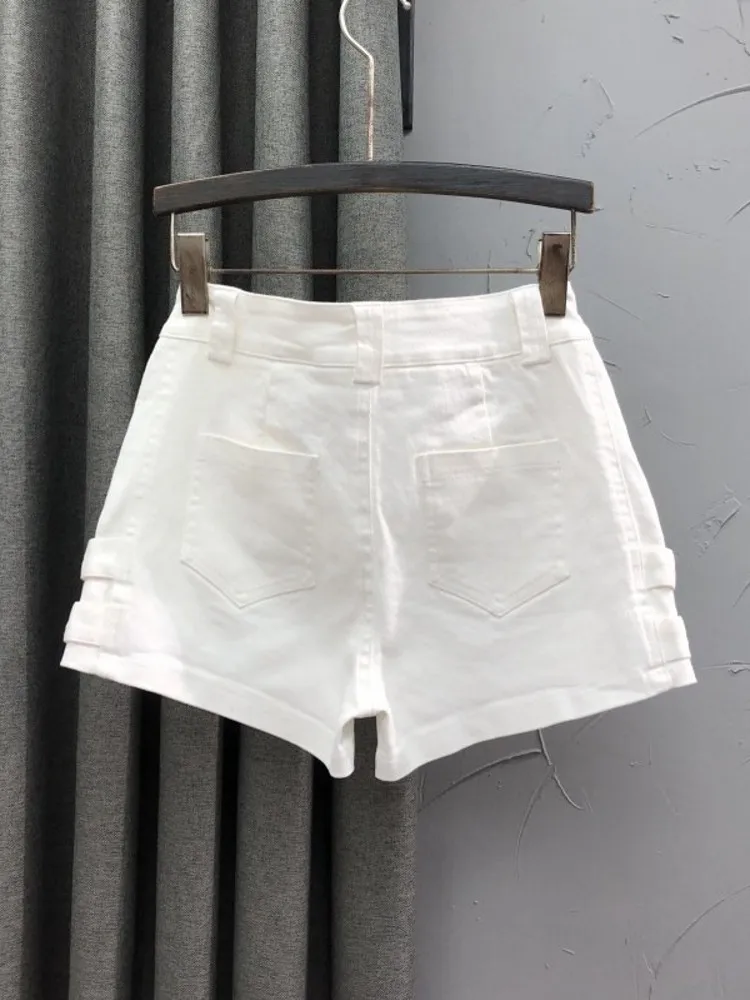 Summer Fashion Lady Sweet Personality Denim Shorts High Waisted Casual Versatile Women Loose Fit Wide Leg  Cargo Short Trousers