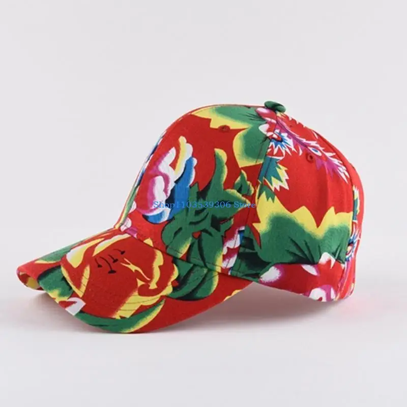 400A أزياء نمط الأزهار قبعة قبعة بيسبول قبعة مهرجان التقليدية أغطية الرأس الريفية #3