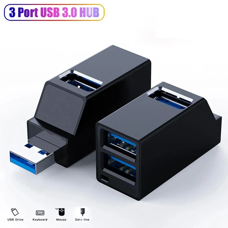 USB 3.0 HUB Adapter Extender Splitter Box 3 Ports High Speed for PC Laptop MacBook Phone High Speed Data Transfer USB Splitter