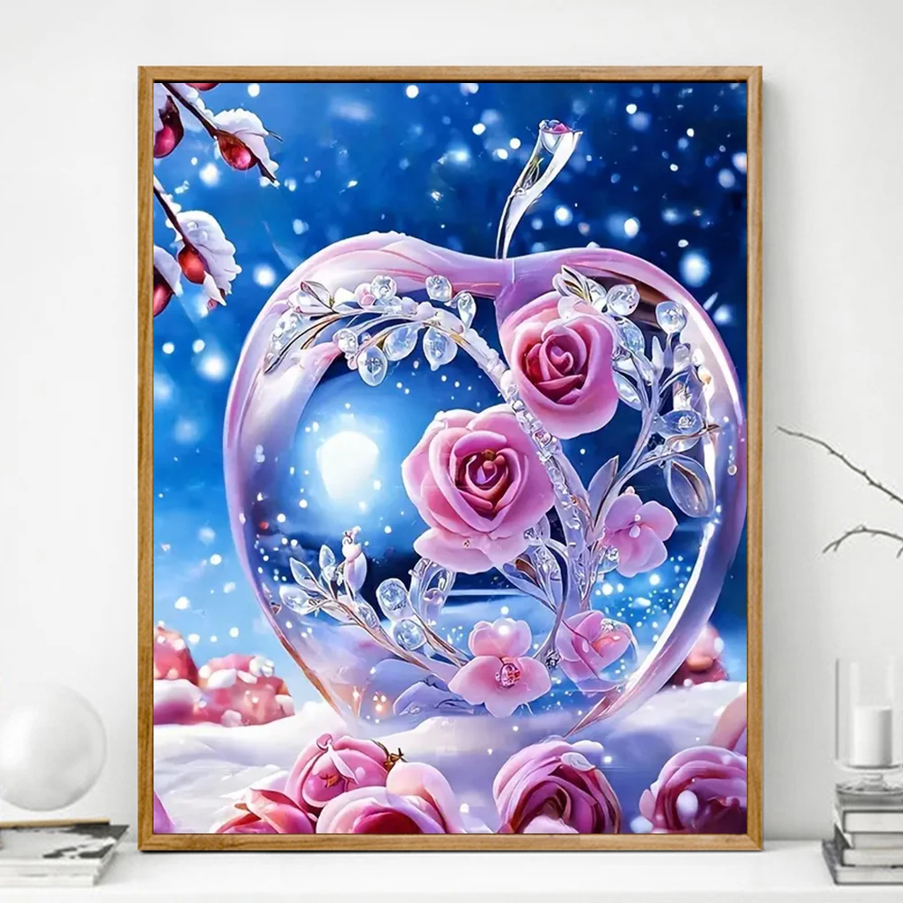 Momoart DIY Diamond Embroidery Rose Flower Picture Rhinestones Mosaic Apple Landscape New 2024 Diamond Painting Wall Art
