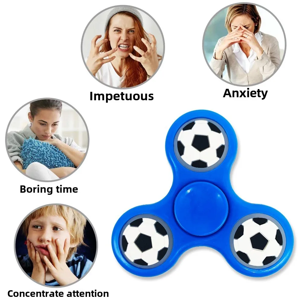 6/12Pcs Three-leaf Football Pattern Fidget Spinner Kids Birthday Baby Shower Wedding Guest Gift School Reward Carnival Gift Pack