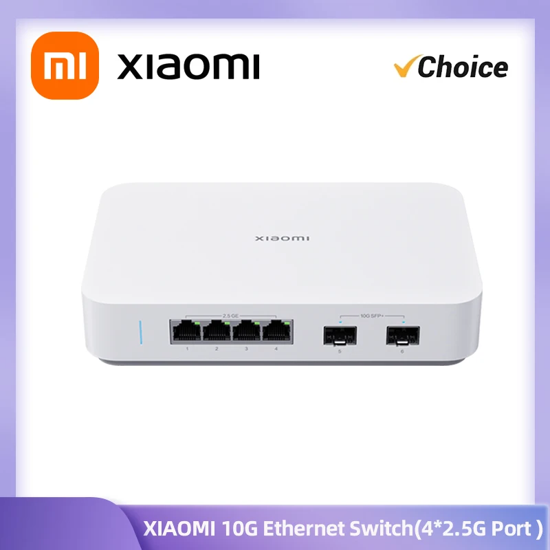 NEW Xiaomi Mi 10G Ethernet Switch 4×2.5G+2×10GMbps Mini Network Switches VLAN Ethernet Splitter Lan Router 6 Ports Hub Switch